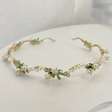 Floral pearl Beaded Hairband Headband Gold Vintage
