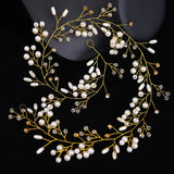 Elegant Handmade Pearl & Crystal Bridal Headband -  Rhinestone Hair Vine for Weddings