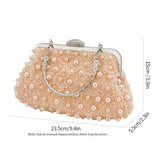Elegant Pearl and Floral Evening Clutch
