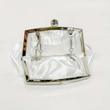 White Clutch Bag, Rose Blossom Design detachable chain Evening bag