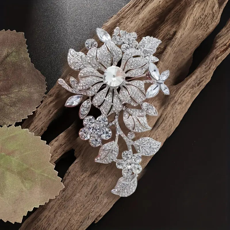 Vintage Crystal Flower Brooch Pin – Austrian Rhinestone, Gift Box – Wedding, Party Accessory - View #5