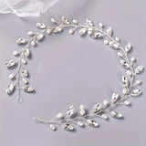Elegant Handmade Pearl & Crystal Bridal Headband -  Rhinestone Hair Vine for Weddings