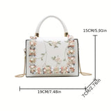 Flower Embroidered, Lace & Bead Square Bag