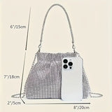 Glittering Faux  Rhinestone Silver Bag