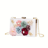 Elegant Floral Decor Dinner Bag Pink