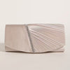 Champagne/Nude Rhinestone-Embellished Pleated Clutch Evening Bag