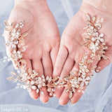 Elegant Leaf & Crystal Bridal Headband -  Rhinestone Hair Vine