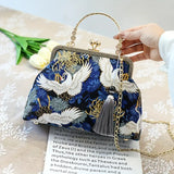 Vintage Chinese Style Clutch Bag, Retro Embroidered Frame Bag