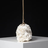 Elegant Rose Design Shoulder Chain Bag/clutch Cream