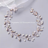 Elegant Handmade Pearl & Crystal Bridal Headband -  Rhinestone Hair Vine for Weddings