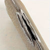 Large Gold Rhinestone Accented Pleated Oval Handle Glitter Evening Bag