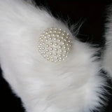 White Faux Fur Imitation Pearl Buckle Short Cape