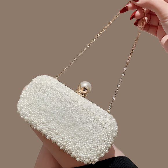 Pearl Embellished Evening Clutch Bag