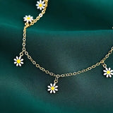 2pcs Stacking Daisy Anklets Gold