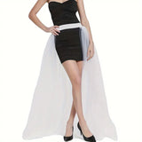 Elegant Detachable Tulle Overskirt Skirt Elastic Waist