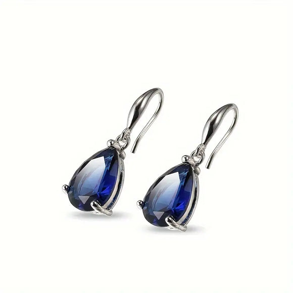 Sapphire Waterdrop Zirconia Hook Earrings