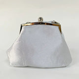 Light Grey Clutch Bag, Rose Blossom Design detachable chain Evening bag