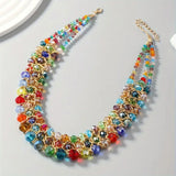 Triple Layer Elegant Boho-Chic Colorful Crystal Necklace,