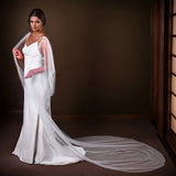 Pearl Decorative Bridal Backless Cape Veil  118" L White