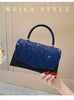 WEILA STYLE Elegant Blue Glitter Evening Clutch Bag - Luxurious Satin Finish