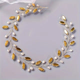 Elegant Handmade Pearl & Crystal Bridal Headband -  Rhinestone Hair Vine for Weddings