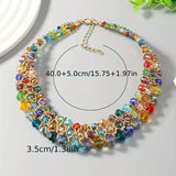 Triple Layer Elegant Boho-Chic Colorful Crystal Necklace,