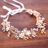 Elegant Leaf & Crystal Bridal Headband -  Rhinestone Hair Vine