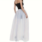 Elegant Detachable Tulle Overskirt Skirt Elastic Waist