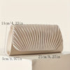 Elegant Apricot/Nude/Beige Pleated Satin Clutch Bag