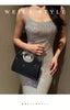 Luxurious Black Glitter Clutch with Rhinestone Handles