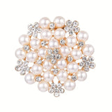 Pearl and Crystal Flower Brooch