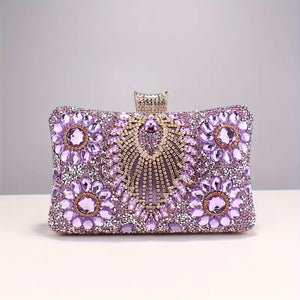 Rhinestone Tassel Evening Clutch Light Purple