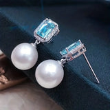 925 Silver Plated Faux Pearl Drop Earrings