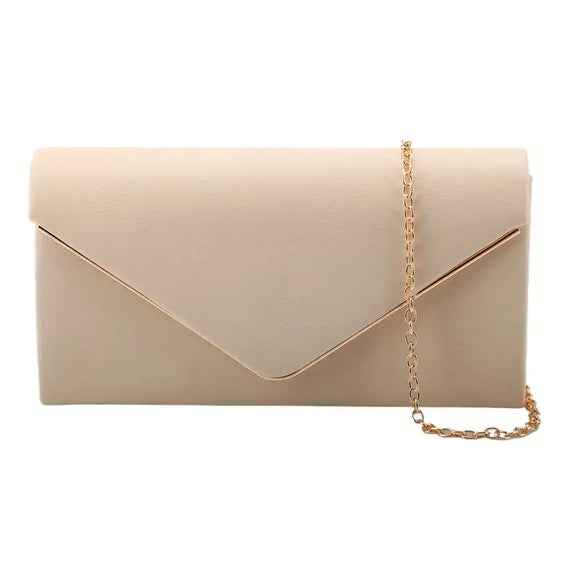 Classic Pleather Evening Bag Cream