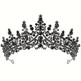 Black Crown Tiara, Crystal Queen Crown, Rhinestone Princess Crown