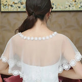 Elegant Lace Flower Decorative Bridal Shawl Vintage Lace Cape