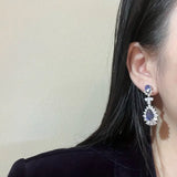 Sparkling Blue Crystal  Dangle Earrings