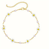 2pcs Stacking Daisy Anklets Gold