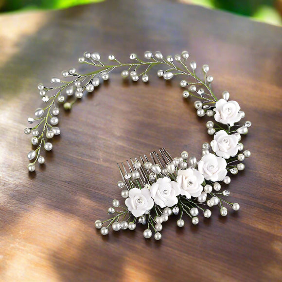 Exquisite Bride's Handmade Faux Pearl Wedding Headband