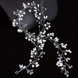 Elegant Handmade Pearl & Crystal Bridal Headband -  Rhinestone Hair Vine for Weddings