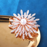 Luxurious Flower Brooch  Rose Gold