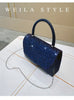 WEILA STYLE Elegant Blue Glitter Evening Clutch Bag - Luxurious Satin Finish