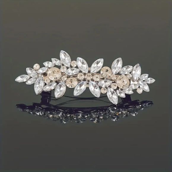 White/Silver Crystal Hair Clip Barrette