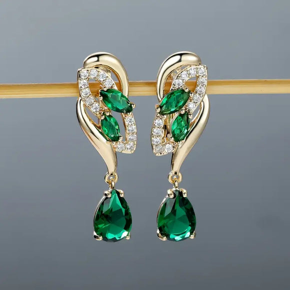 Crystal Dangle Earrings Emerald Green