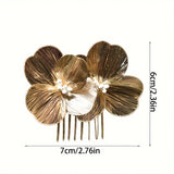 1pcs Elegant Flower Hair Side Comb Gold and Silver