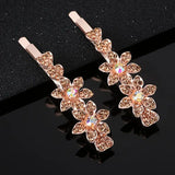 Rose Gold Rhinestone Floral Hair Clip