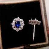 Oval Viintage Blue Sapphire Zircon Stud Earrings