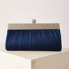 Women's Elegant Rhinestone-Adorned Evening Clutch Handbag with Detachable Strap & Closure - Sparkling Navy