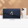 Elegant Navy Faux Suede Clutch with Gold Closure & Detachable Strap