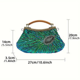 Peacock Feather Sequins Evening Bag